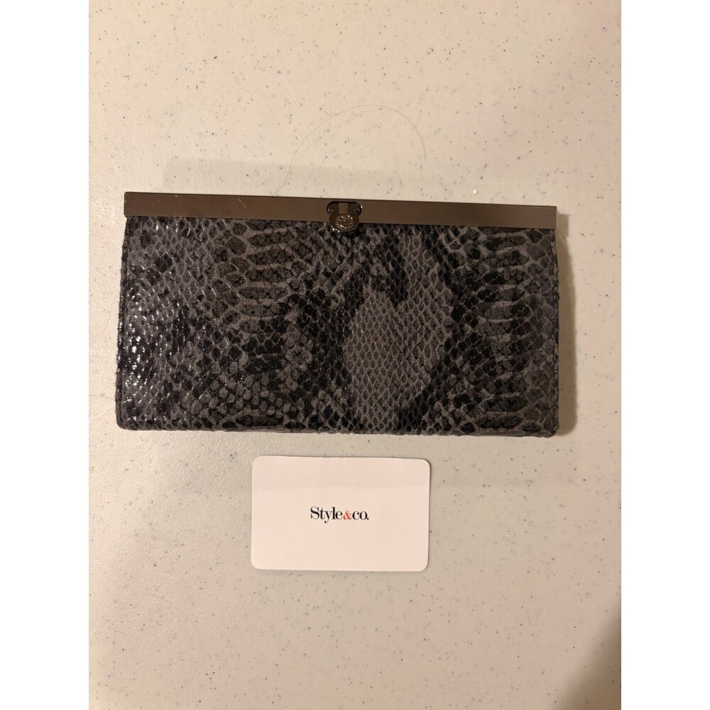 Style&co. Women’s Black/Gray Animal Print Wallet Folding Card Slots